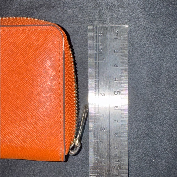 Michael Kors Orange Saffiano Zip Wallet with Gold Plaque - Picture 12 of 12